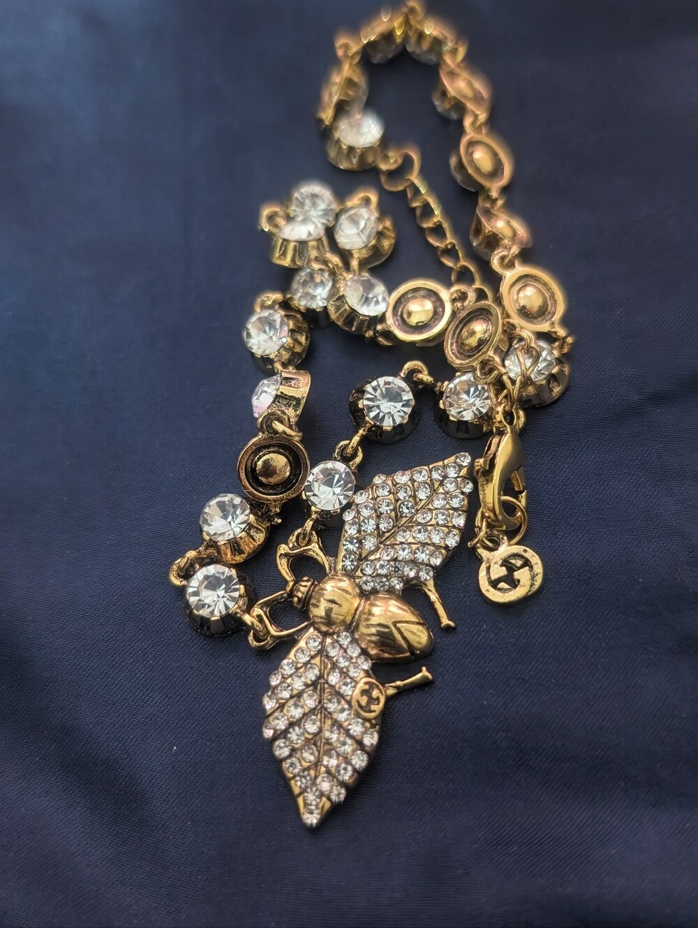 Gold Crystal Bee Pendant Necklace - Women Jewelry